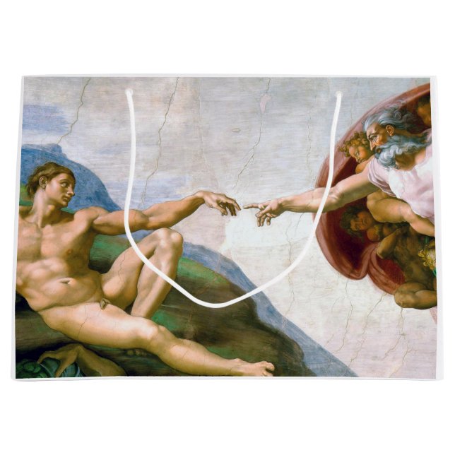 Die Schöpfung von Adam, Michelangelo, 1508-1512 Große Geschenktüte (Vorderseite)