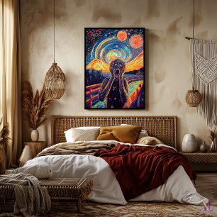 Die schreiende Synthwave-Cyberpunk-Kunst Poster