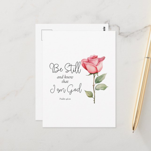 Die Schrift sei still und weiß, dass ich die Blume Postkarte (Vorderseite/Rückseite Beispiel)