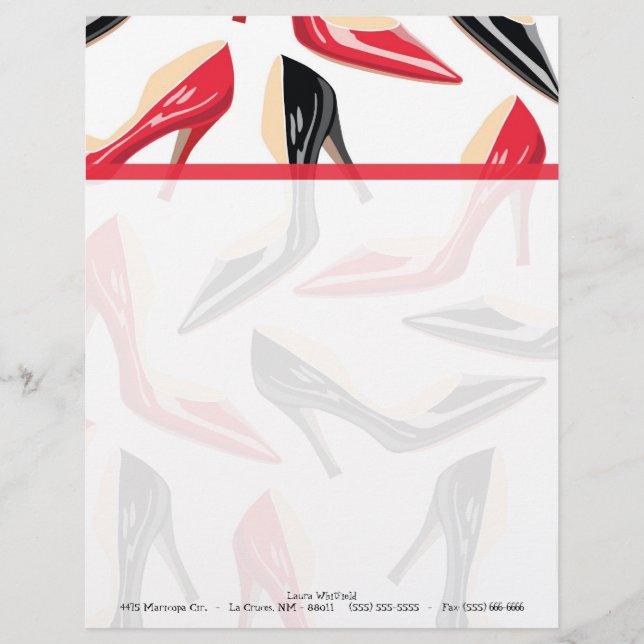 Die Schuh-hohes Heels-Briefkopf-Briefpapier der Briefkopf (Vorderseite)