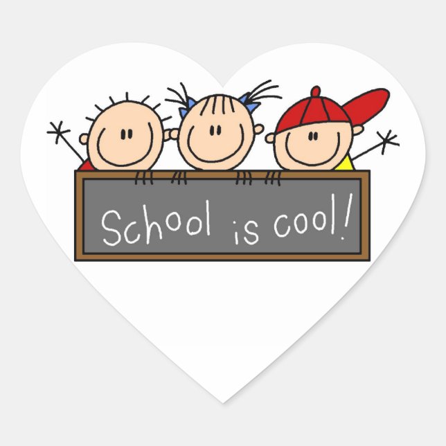Die Schule ist Cool Herz-Aufkleber (Vorderseite)