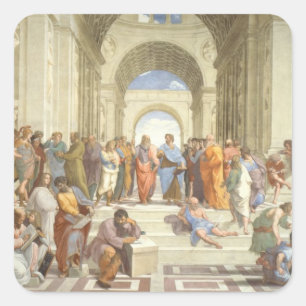 Die Schule von Athen in Raphael Quadratischer Aufkleber