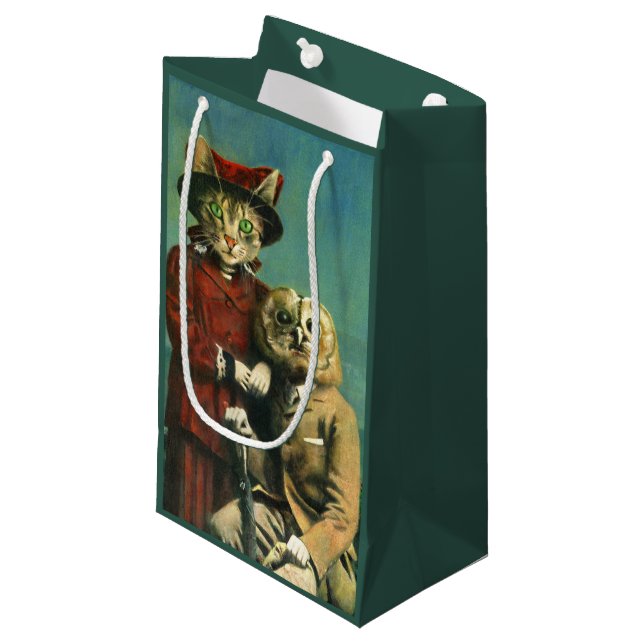 Die Schüssel mit der Muschi-Katze Kleine Geschenktüte (Vorderseite Schrägansicht)