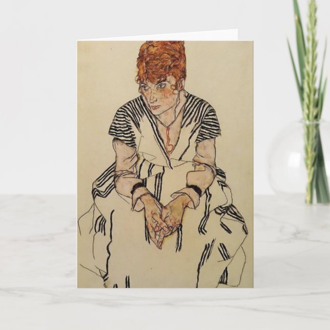 Die Schwägerin Künstlers Egon Schiele- Karte (Vorderseite)