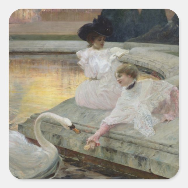 Die Schwäne, 1900 Quadratischer Aufkleber (Vorderseite)