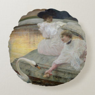 Die Schwäne, 1900 Rundes Kissen