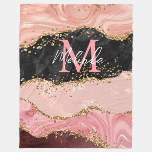 Die schwarz-rosa Sequins Agate Fleecedecke
