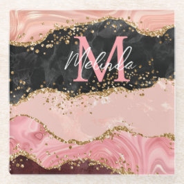 Die schwarz-rosa Sequins Agate Glasuntersetzer
