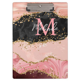 Die schwarz-rosa Sequins Agate Klemmbrett