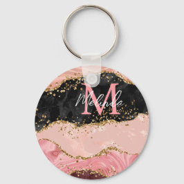 Die schwarz-rosa Sequins Agate Schlüsselanhänger