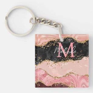 Die schwarz-rosa Sequins Agate Schlüsselanhänger