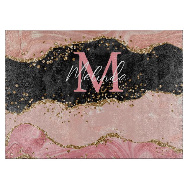 Die schwarz-rosa Sequins Agate Schneidebrett (Vorderseite)