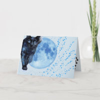 Die schwarze Katze, der Mond und die Sterne zum Ge