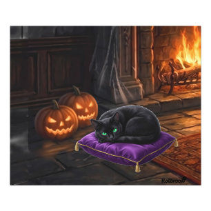 Die schwarze Katze der Vampir-Mädchen namens Mitte Fotodruck