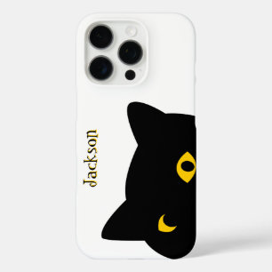 Die schwarze Katze, die dich mit goldenen Augen an iPhone 16 Pro Hülle