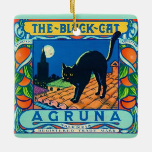 Die schwarze Katze Keramik Keramikornament
