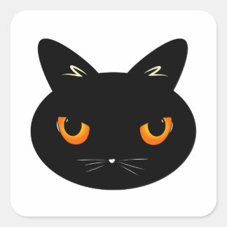 die schwarze Katze mit orangen Augen Quadratischer Aufkleber