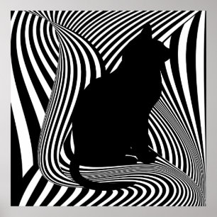 Die schwarze Katze - optisches Kunst-Studio Poster