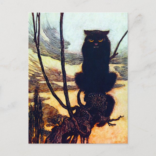 Die schwarze Katze Postkarte (Vorderseite)
