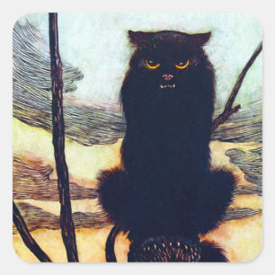 Die schwarze Katze Quadratischer Aufkleber