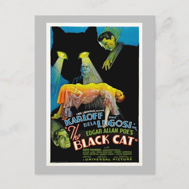 Die Schwarze Katze (Vintages Filmplakat) Postkarte (Vorderseite)