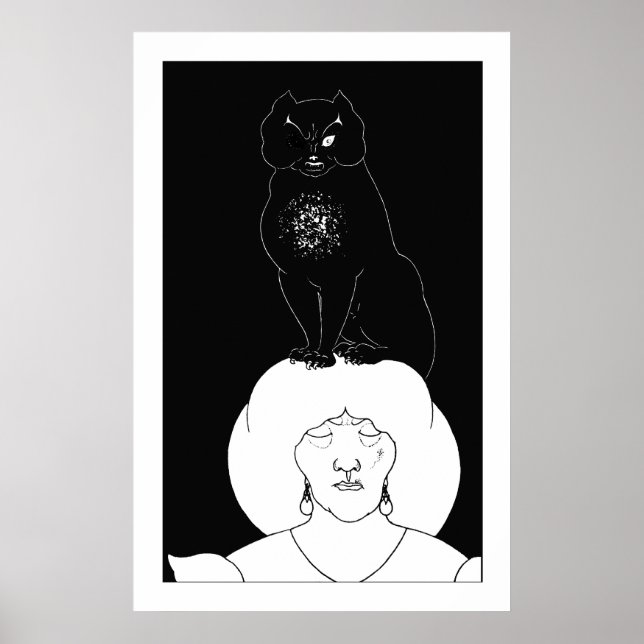 Die schwarze Katze von Aubrey Beardsley Poster Pri (Vorne)