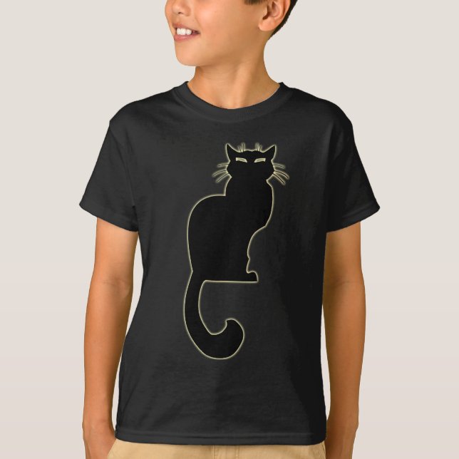 Die schwarze Katzen-T - Shirt-schwarze T-Shirt (Vorderseite)