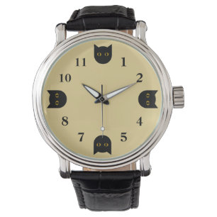 Die schwarze Katzen-Uhr der Männer Armbanduhr