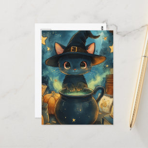Die schwarze KatzenHexe Postkarte