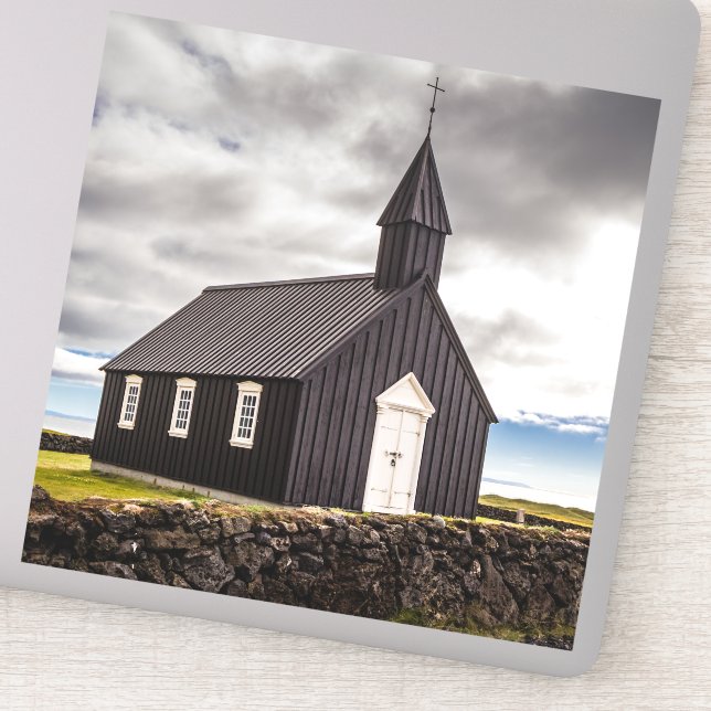 Die Schwarze Kirche Budir, Island Aufkleber (Detail)