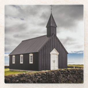 Die Schwarze Kirche Budir, Island Glasuntersetzer