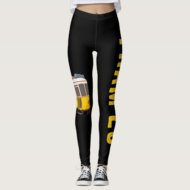 Die schwarze Lissabon-Straßenbahn 28 Leggings (Vorderseite)