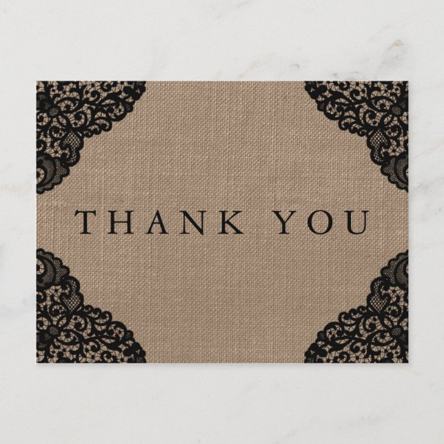 Die schwarze Spitze der rustikalen Hochzeitskollek Postkarte (Vorderseite)