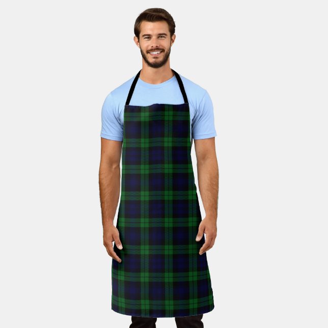 Die schwarze Tartan-Küche Schürze (Getragen)