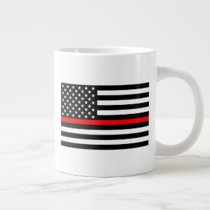 Die schwarze und weiße US-Flagge der dünnen rote Jumbo-Tasse