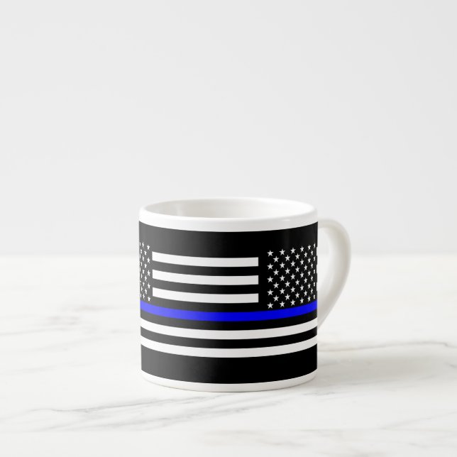 Die schwarze und weiße US-Flagge der Thin Blue Lin Espressotasse (Vorderseite Rechts)