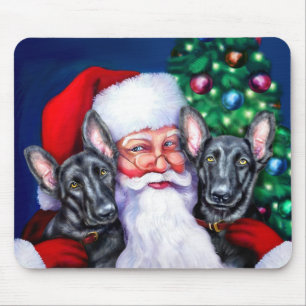 Die schwarzen deutschen Schafhunde des Weihnachtsm Mousepad