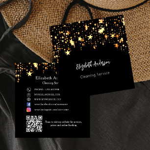Die schwarzen Goldstars - QR für soziale Medien Quadratische Visitenkarte