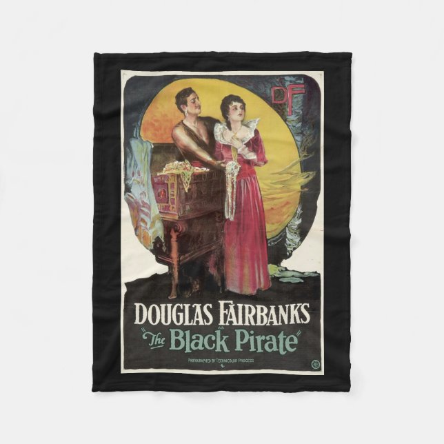 Die schwarzer Piraten-Vintage Film-Plakat-Decke Fleecedecke (Vorderseite)