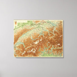 Die Schweiz-Atlas-Karte 2 Leinwanddruck