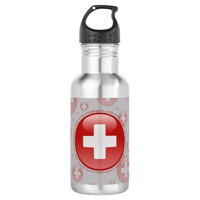 Die Schweiz-Blasen-Flagge Trinkflasche (Vorderseite)
