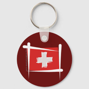 Die Schweiz-Bürsten-Flagge Schlüsselanhänger