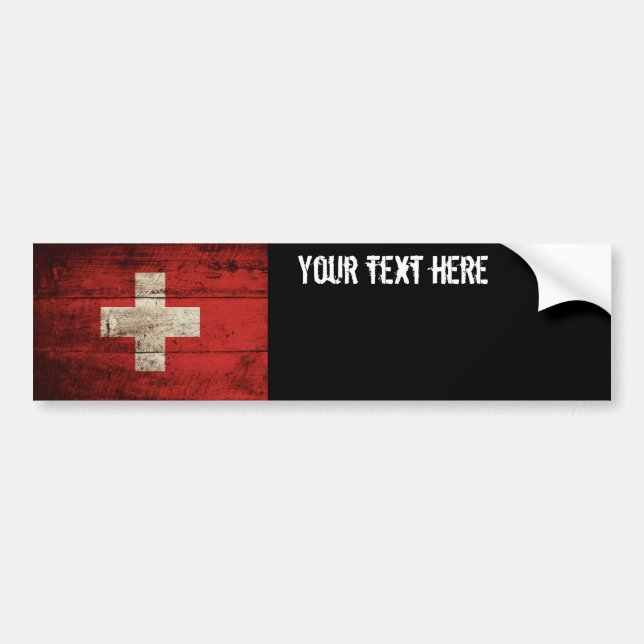 Die Schweiz-Flagge auf altem hölzernem Korn Autoaufkleber (Vorne)