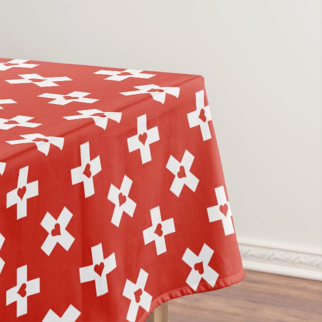 Die Schweiz-Flagge mit Herzmuster Tischdecke (Beispiel)