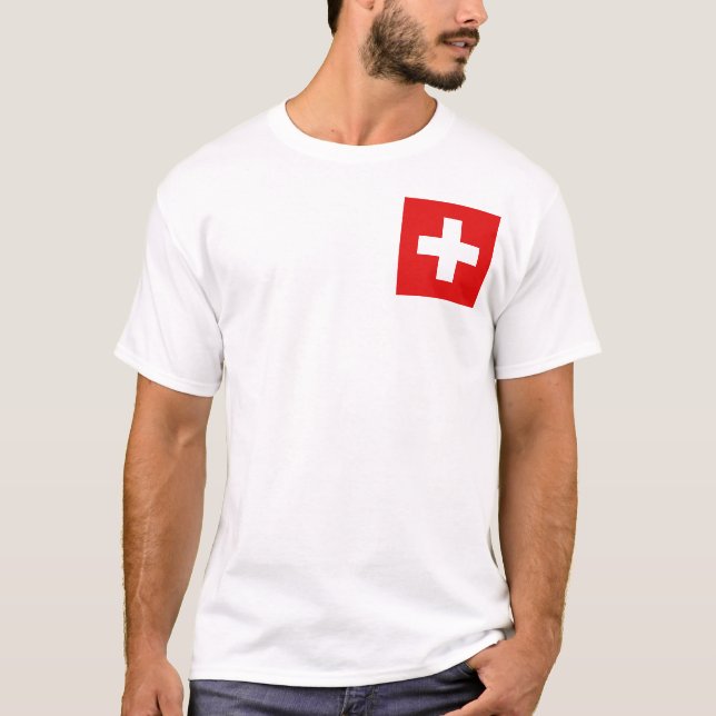 Die Schweiz-Flagge und Karten-T - Shirt (Vorderseite)