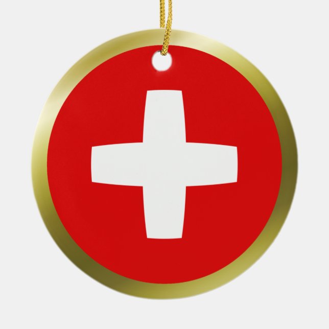 Die Schweiz-Flaggen-Verzierung Keramik Ornament (Vorne)