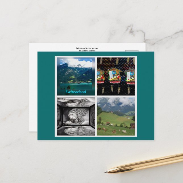 Die Schweiz im Sommer Postkarte (Vorderseite/Rückseite Beispiel)