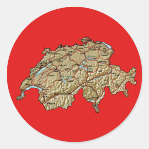 Die Schweiz-Karten-Aufkleber Runder Aufkleber