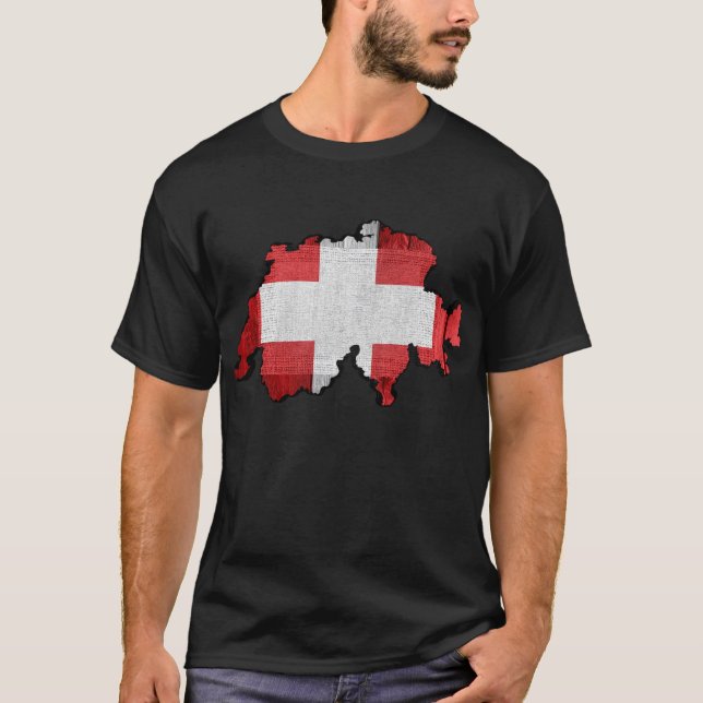 Die Schweiz-Karten-Flagge T-Shirt (Vorderseite)