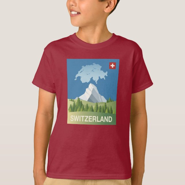 Die Schweiz-Reise-Plakat T-Shirt (Vorderseite)